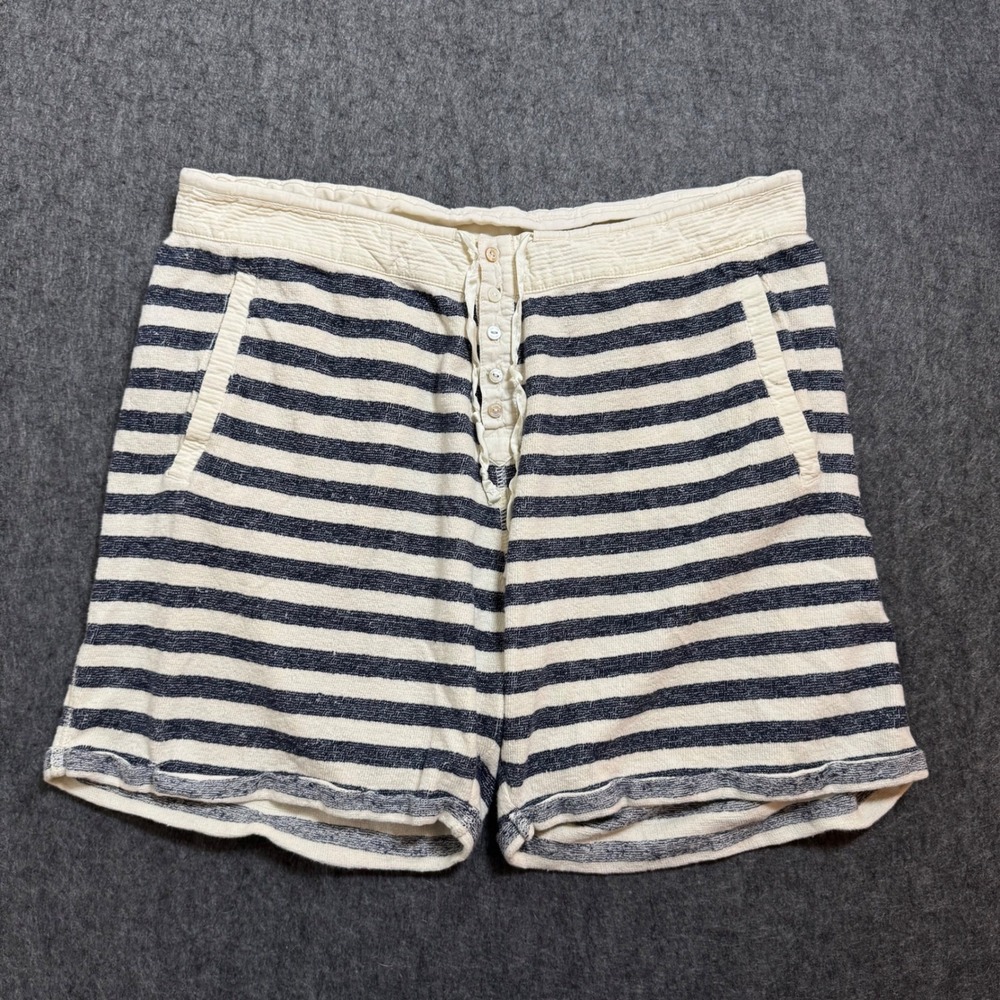 Maison Scotch Home Alone Striped Lounge Shorts Blue Cream Size 2 (Medium)